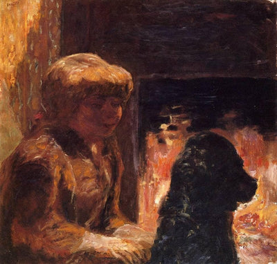 Woman with Dog (also known as Marthe Bonnard and Her Dog) in hallway