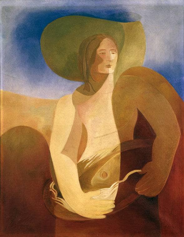 Woman with fish by Aleksandra Ekster — Oil Painting Reproduction