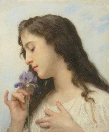 Woman with Iris by William-Adolphe Bouguereau — Oil Painting Reproduction