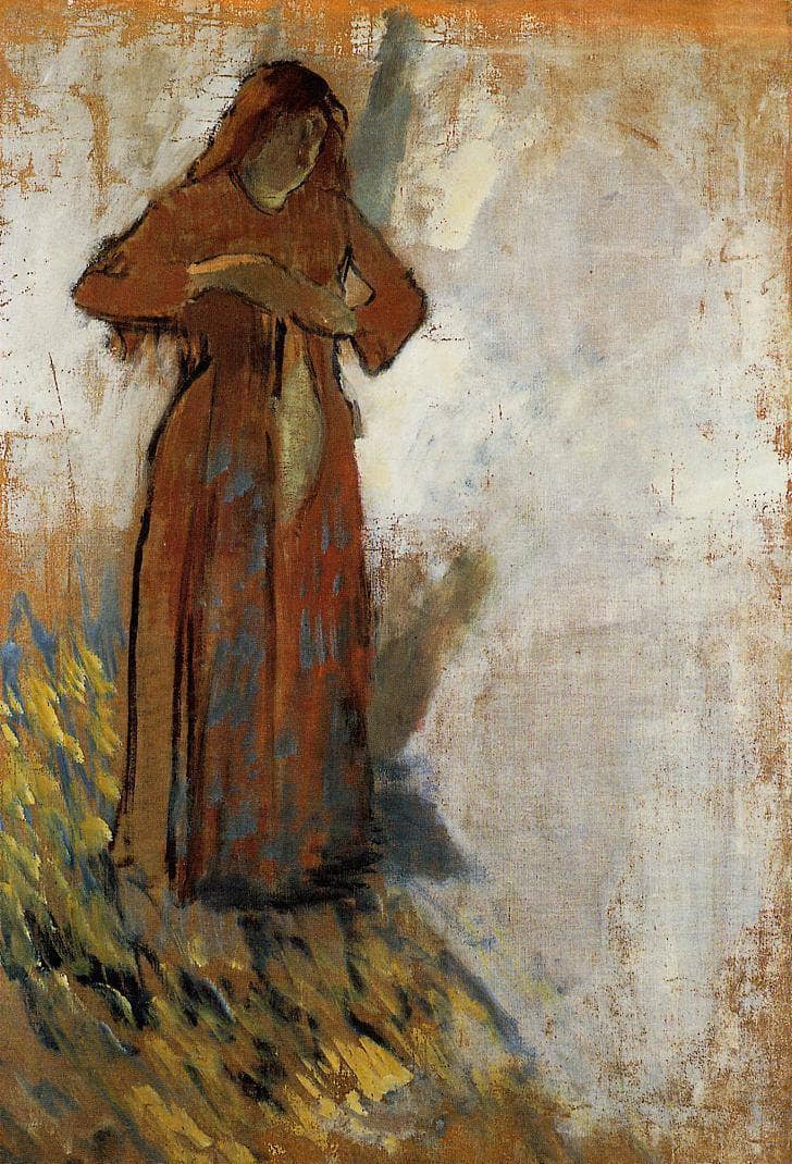 Woman with Loose Red Hair by Edgar Degas — Oil Painting Reproduction