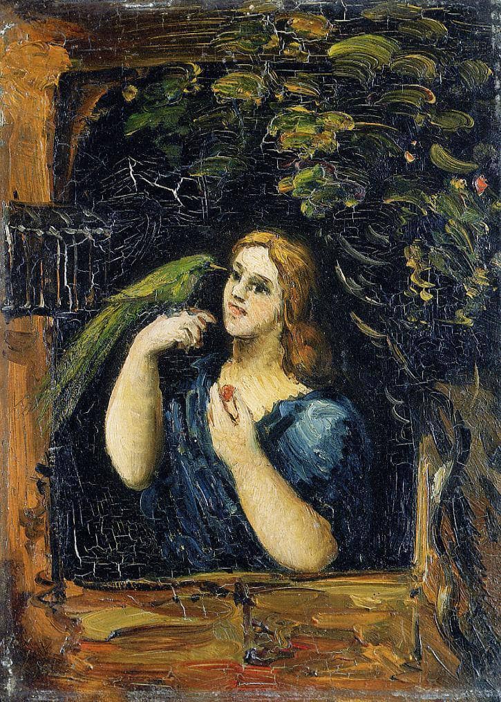 Woman with Parrot by Paul Cezanne — Oil Painting Reproduction