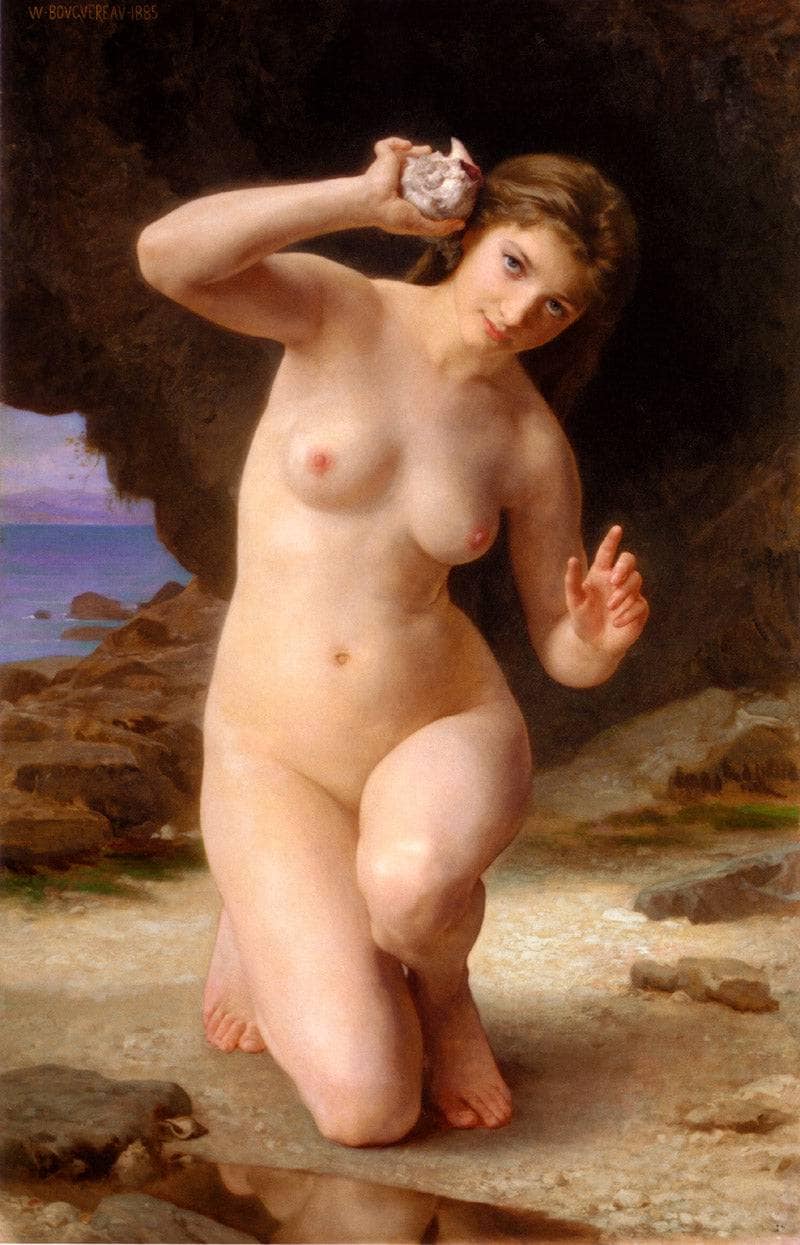 Woman with Shell by William-Adolphe Bouguereau — Oil Painting Reproduction