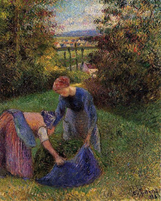 Women Gathering Grass by Camille Pissarro — Oil Painting Reproduction
