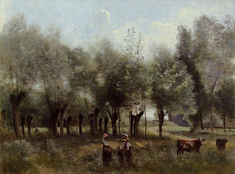 Women in a Field of Willows by Camille Corot — Oil Painting Reproduction