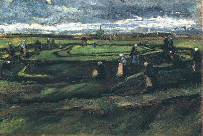 Women Mending Nets in the Dunes by Vincent van Gogh — Oil Painting Reproduction