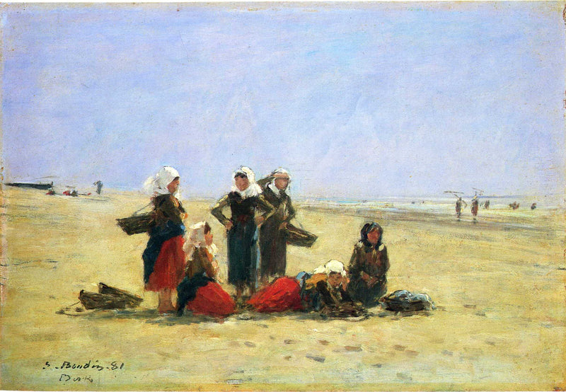 Women on the Beach at Berck by Eugene Boudin — Oil Painting Reproduction