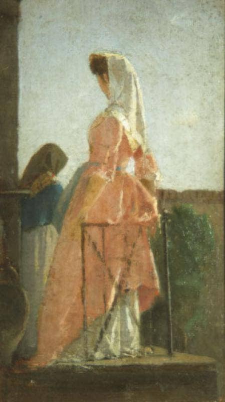 Women on the terrace (sketch) by Cristiano Banti — Oil Painting Reproduction