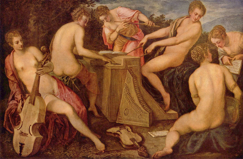 Women playing instruments by Tintoretto — Oil Painting Reproduction