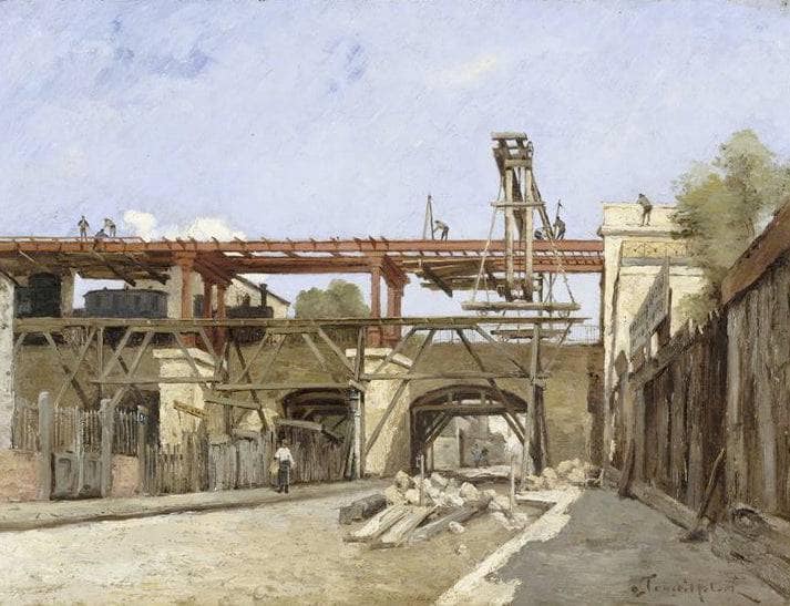 Work to lift the ring road: the bridge of the Voûte road, course of Vincennes by Paul Trouillebert — Oil Painting Reproduction