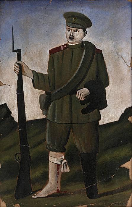 Wounded soldier (Part of diptych) by Niko Pirosmani — Oil Painting Reproduction