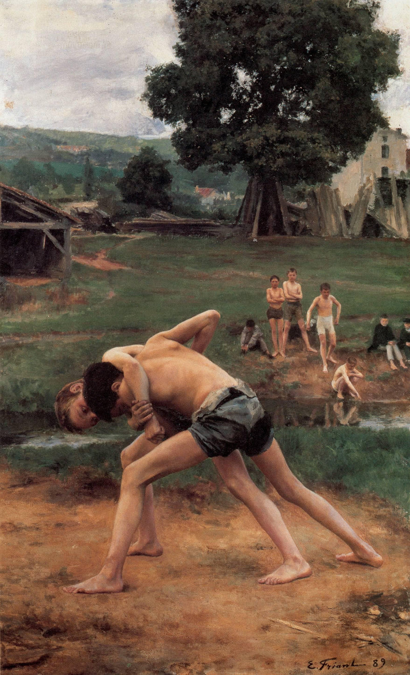Wrestling by Émile Friant — Oil Painting Reproduction