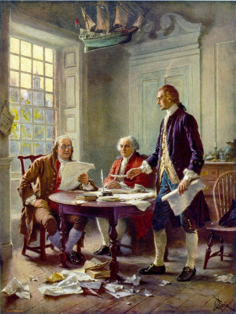 Writing the Declaration of Independence, 1776 by Jean Leon Gerome Ferris — Oil Painting Reproduction