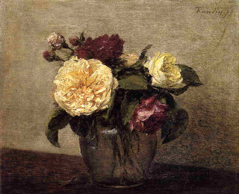Yellow and Red Roses by Henri Fantin-Latour — Oil Painting Reproduction