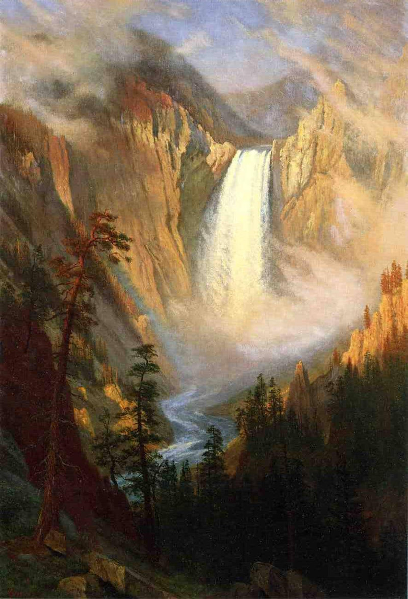 Yellowstone Falls by Albert Bierstadt — Oil Painting Reproduction