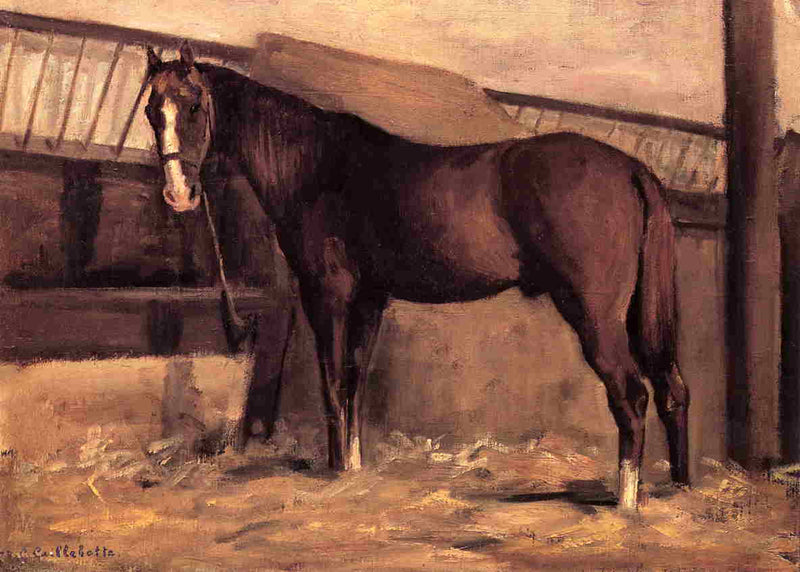 Yerres, Reddish Bay Horse in the Stable by Gustave Caillebotte — Oil Painting Reproduction