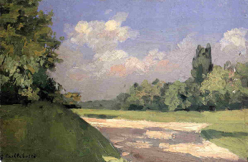 Yerres, the Lawn in the Park, Seen from a Path by Gustave Caillebotte — Oil Painting Reproduction