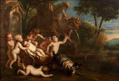 Young Bacchus and Loves in bedroom