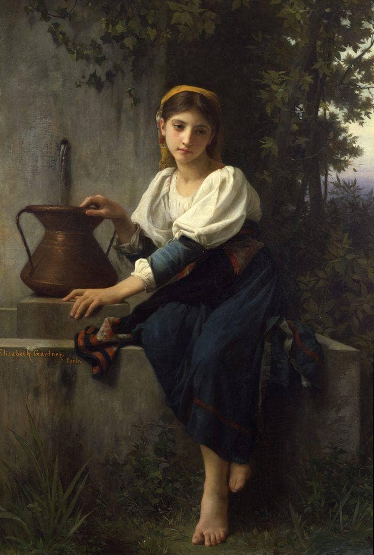 Young Girl at the Well by Elizabeth Jane Gardner — Oil Painting Reproduction