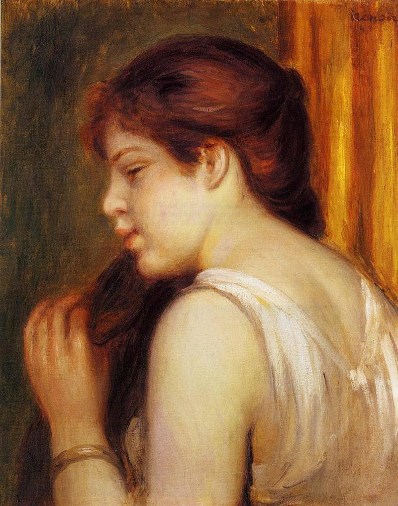 Young Girl Combing Her Hair by Pierre-Auguste Renoir — Oil Painting Reproduction
