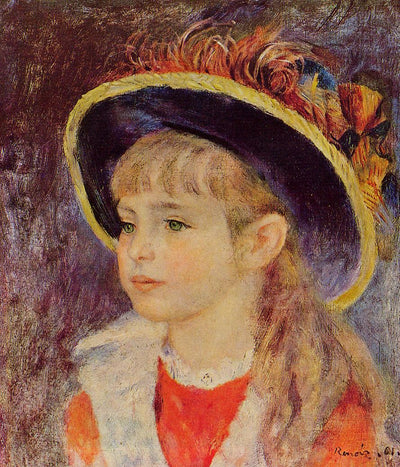 Young Girl in a Blue Hat in kitchen
