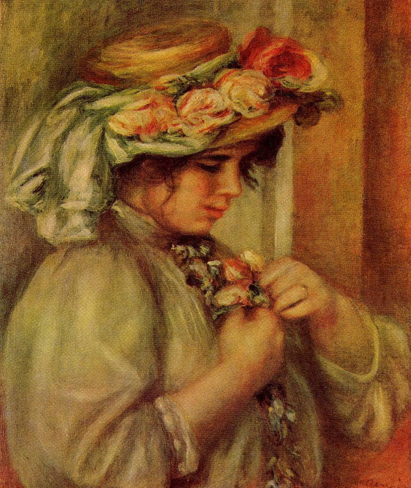 Young Girl in a Hat by Pierre-Auguste Renoir — Oil Painting Reproduction