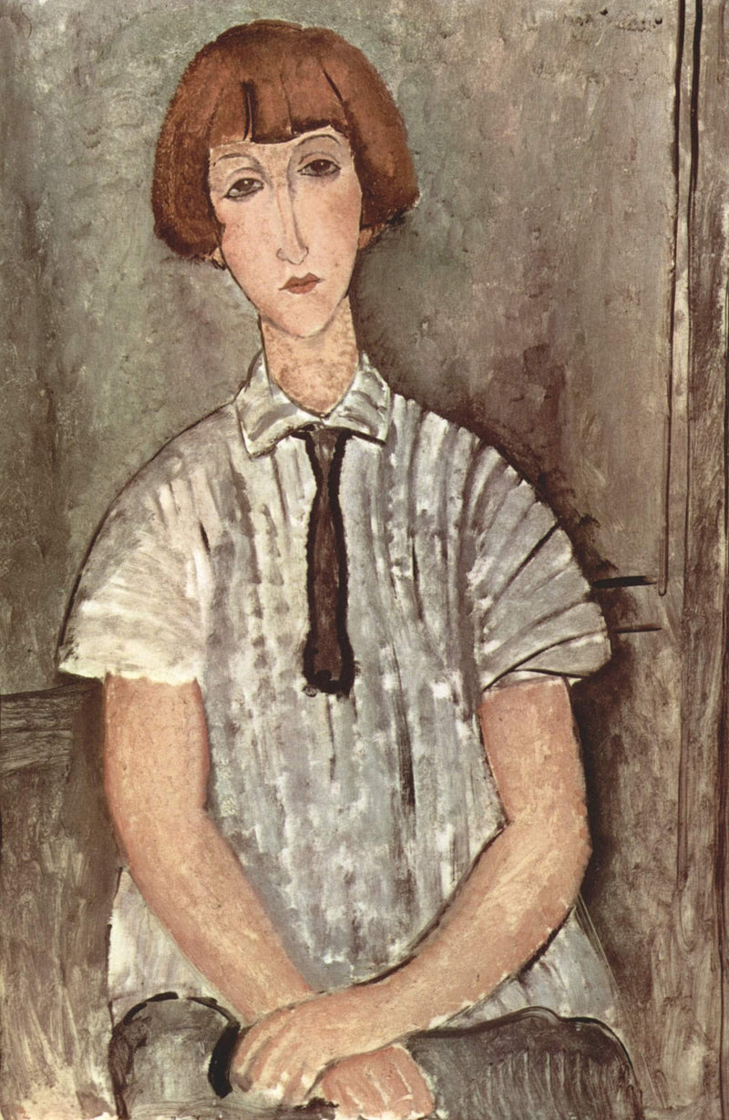Young Girl in a Striped Shirt by Amedeo Modigliani — Oil Painting Reproduction