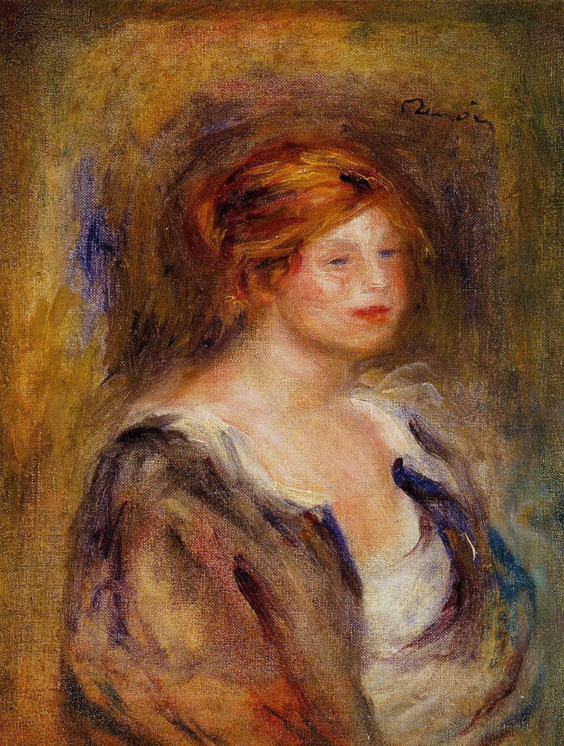 Young Girl in Blue (Head of a Blond Woman) by Pierre-Auguste Renoir — Oil Painting Reproduction