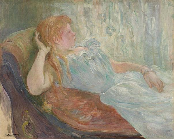 Young girl lying by Berthe Morisot — Oil Painting Reproduction