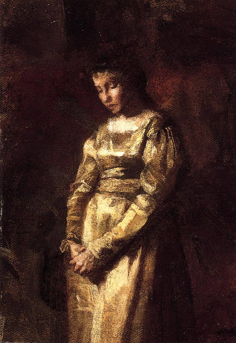 Young Girl Meditating (study) by Thomas Eakins — Oil Painting Reproduction