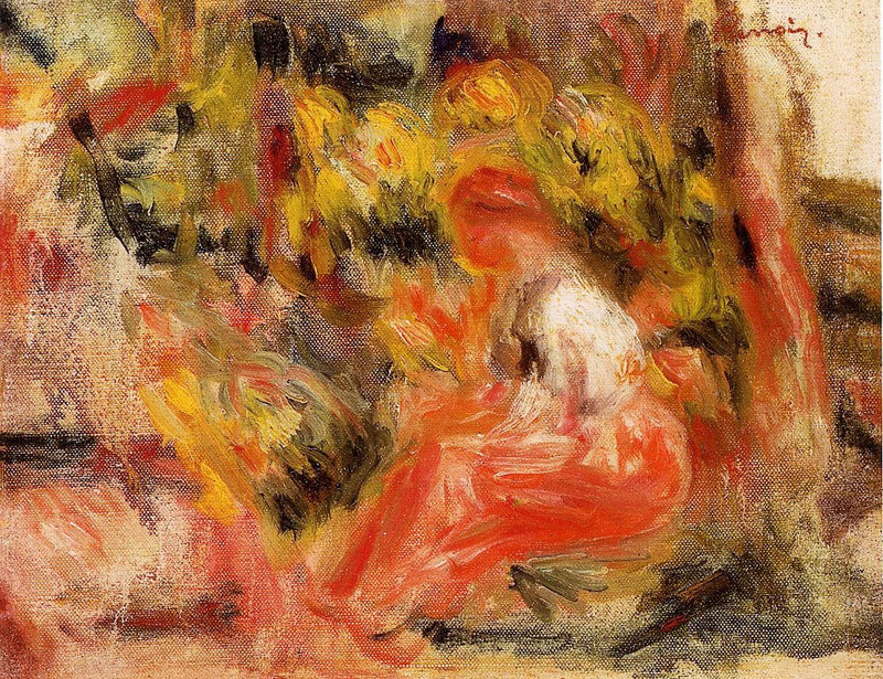 Young Girl Seated in a Garden by Pierre-Auguste Renoir — Oil Painting Reproduction