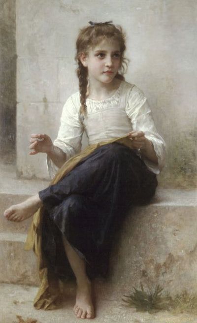 Young Girl Sewing in dining room