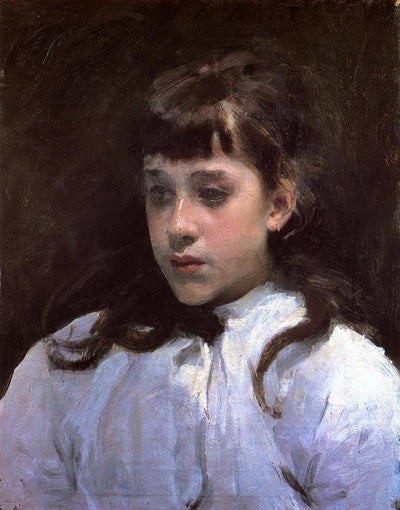 Young Girl Wearing a White Muslin Blouse in master bedroom