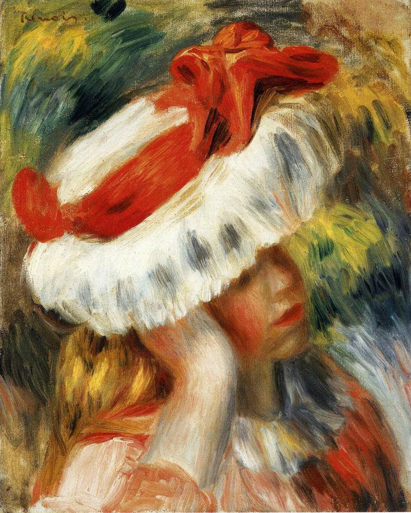 Young Girl with a Hat by Pierre-Auguste Renoir — Oil Painting Reproduction