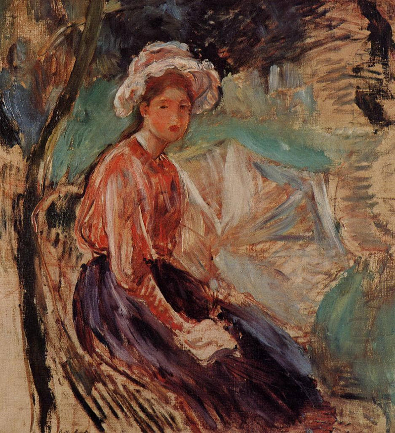 Young Girl with an Umbrella by Berthe Morisot — Oil Painting Reproduction