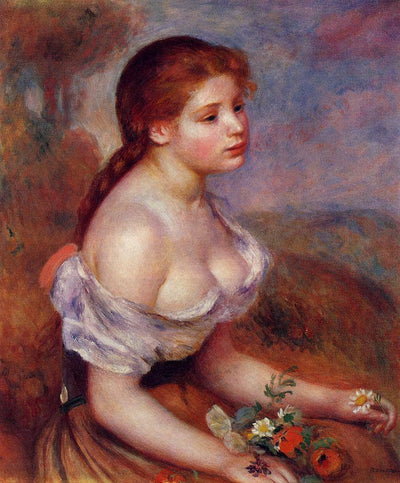 Young Girl with Daisies in study