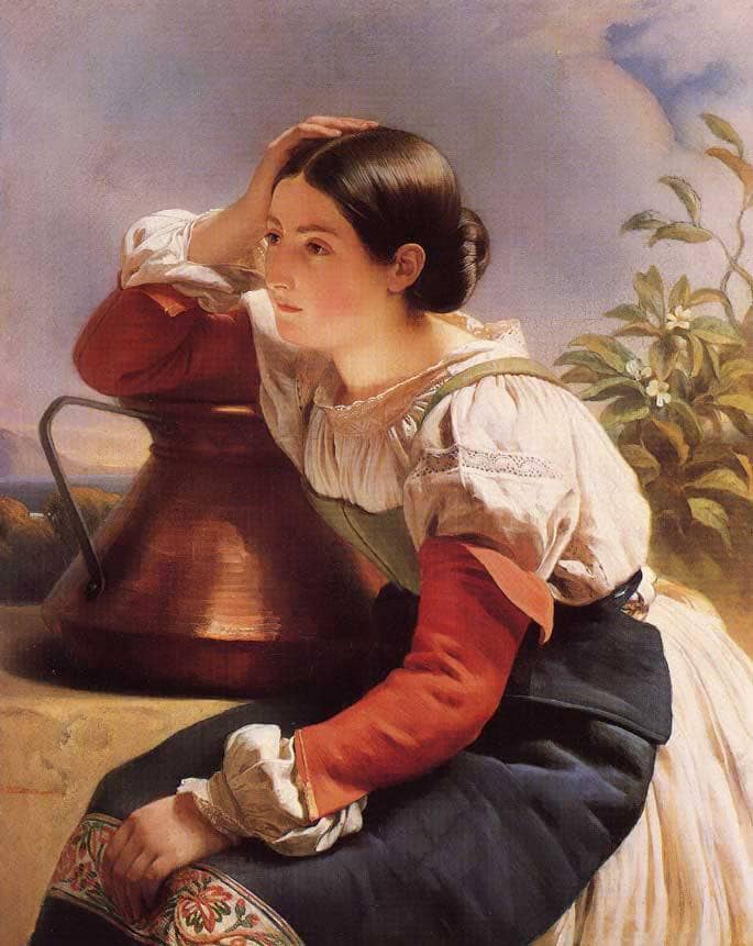 Young Italian Girl by the Well by Franz Xaver Winterhalter — Oil Painting Reproduction
