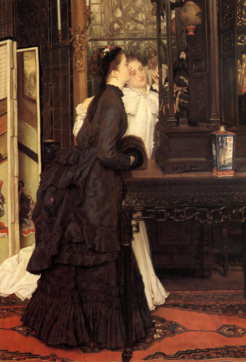 Young Ladies Looking at Japanese Objects by James Tissot — Oil Painting Reproduction