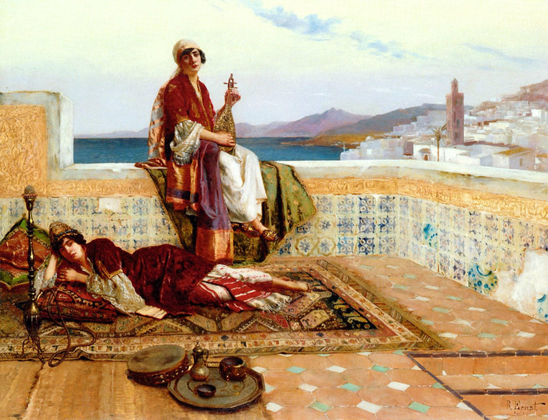 Young Ladies on a Terrace in Tangiers by Rudolf Ernst — Oil Painting Reproduction