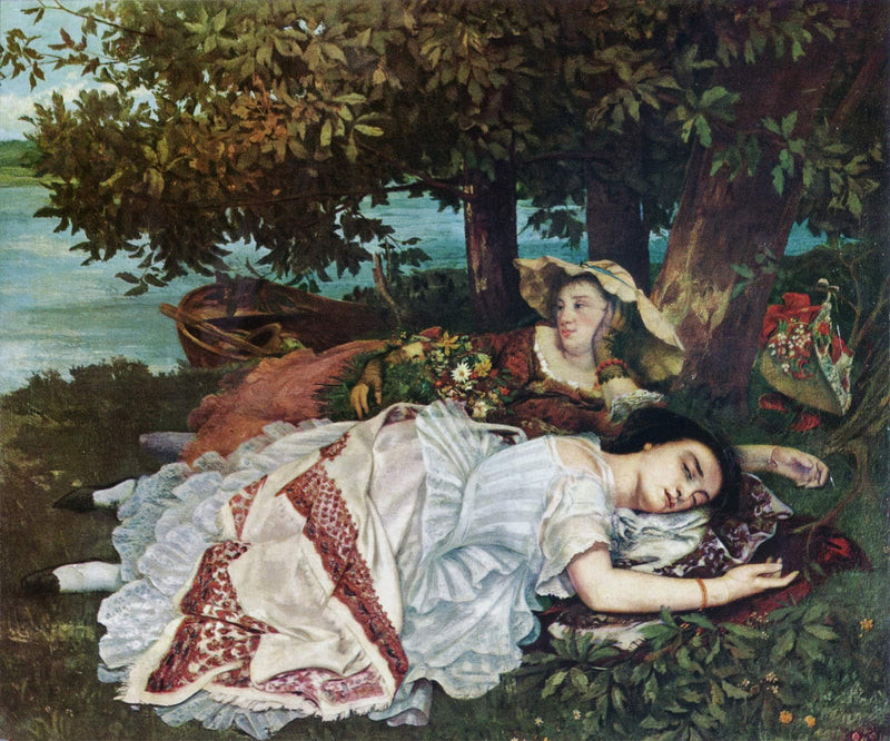 Young Ladies on the Banks of the Seine (Summer) by Gustave Courbet — Oil Painting Reproduction