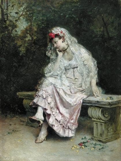 Young Lady In A Garden by Raimundo de Madrazo — Oil Painting Reproduction