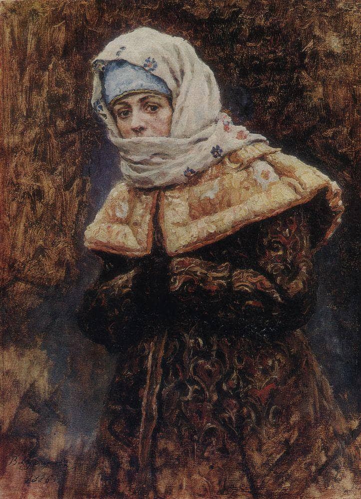 Young lady by Vasily Surikov — Oil Painting Reproduction