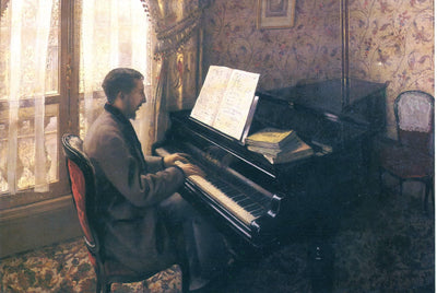 Young Man Playing the Piano in study