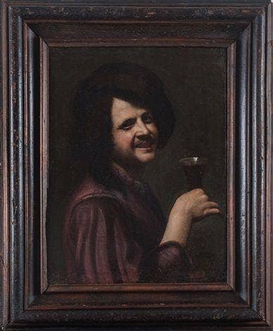 Young man with glass (Portrait of Nicola Regnier?) in dining room