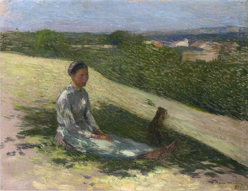 Young Peasant Girl and Her Dog by Henri Martin — Oil Painting Reproduction