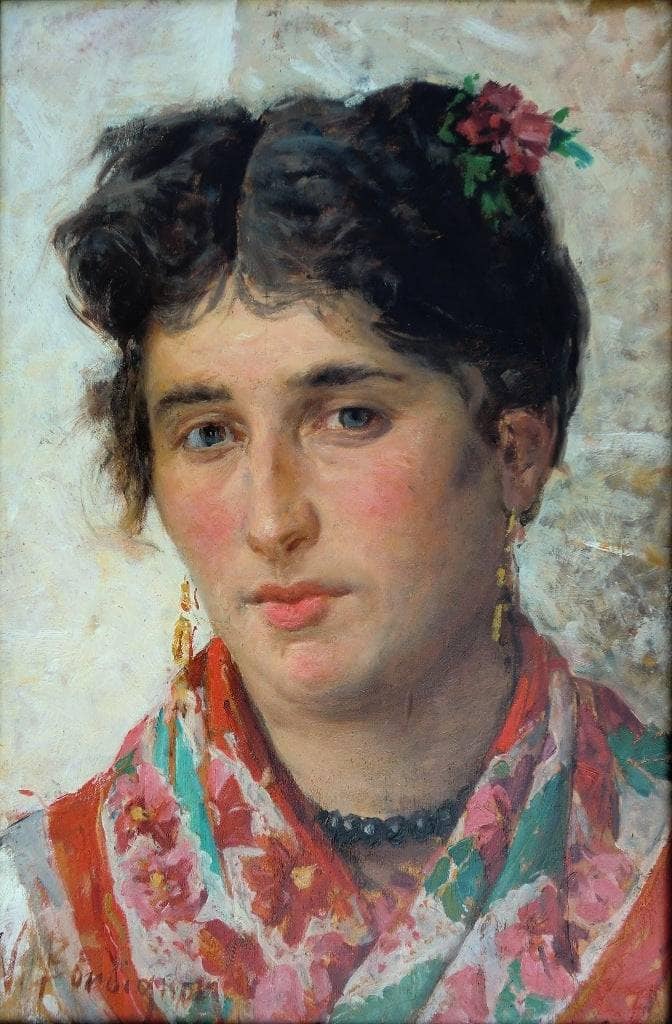 Young peasant woman by Noè Bordignon — Oil Painting Reproduction
