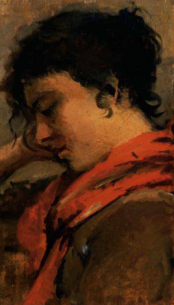Young peasant woman by Silvestro Lega — Oil Painting Reproduction