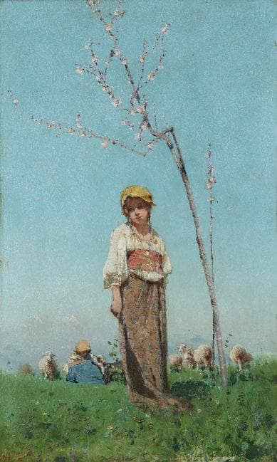 Young shepherdess in kitchen