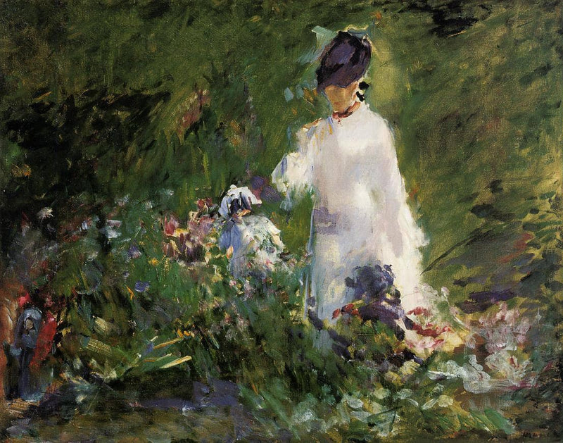 Young woman among the flowers by Edouard Manet — Oil Painting Reproduction