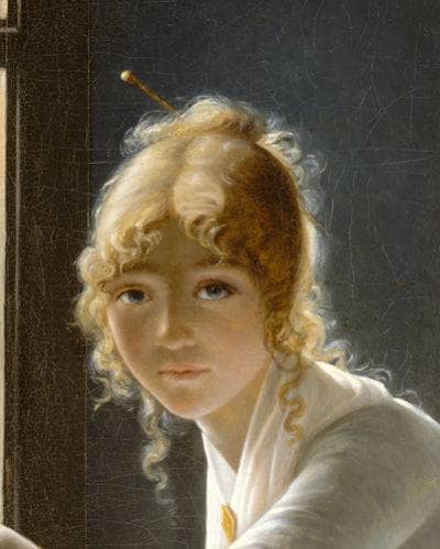 Young Woman Drawing (detail) by Marie-Denise Villers — Oil Painting Reproduction