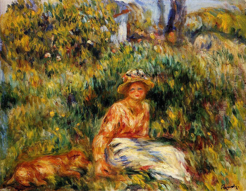 Young Woman in a Garden by Pierre-Auguste Renoir — Oil Painting Reproduction